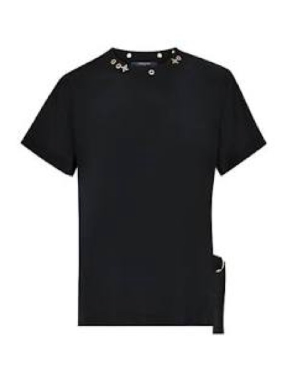 Louis Vuitton Black Short-Sleeve Tee with Metal mo monogram hardware Detail